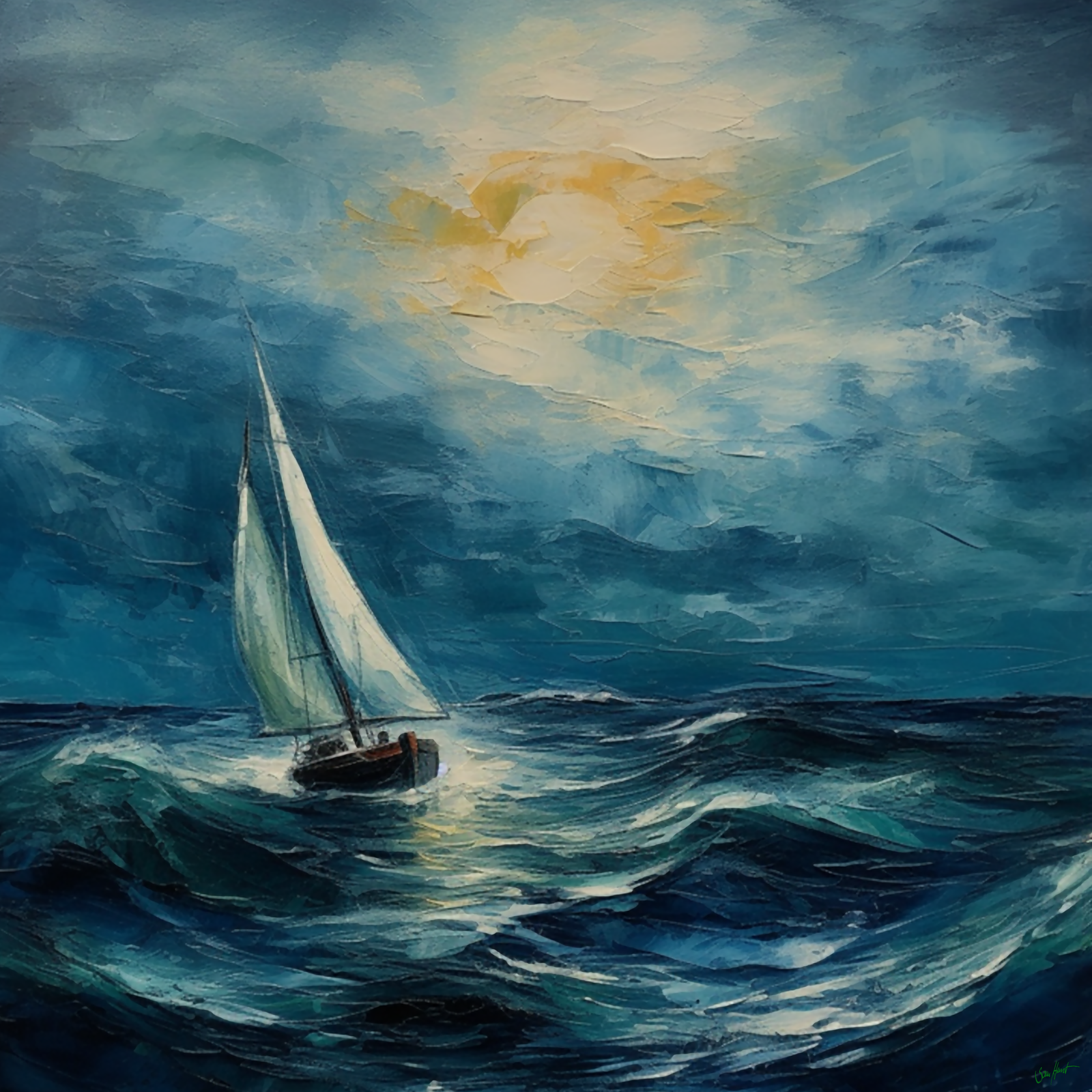 Sailboat On A Stormy Sea  #022