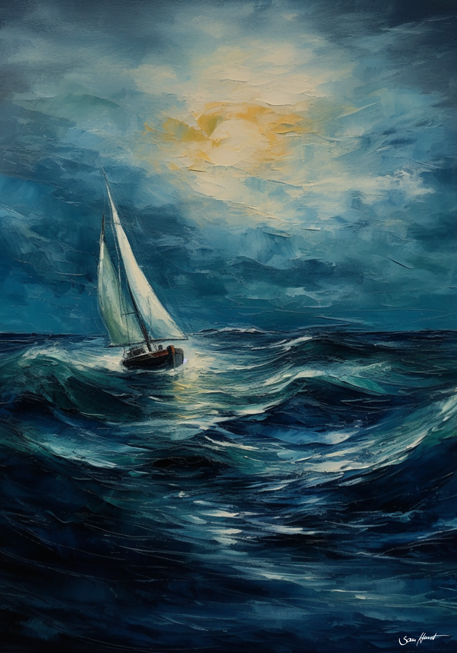 Sailboat On A Stormy Sea  #022