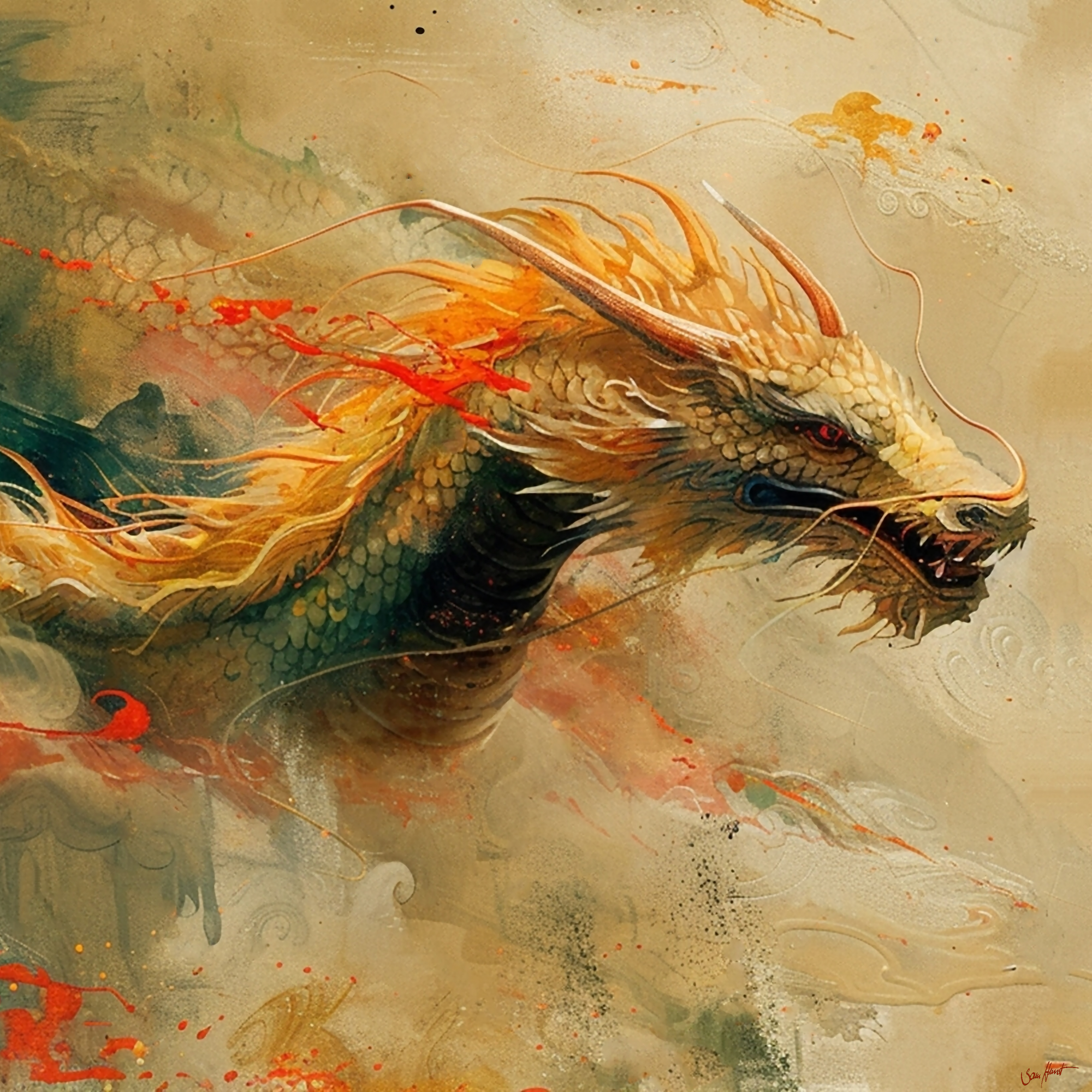 Yellow Asian Dragon #186