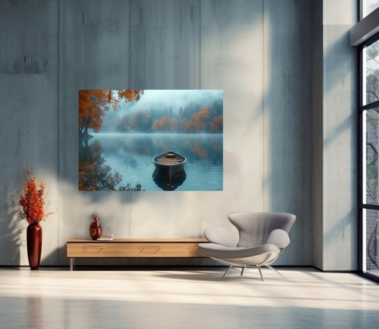 Boot im Nebel #218 an der Wand