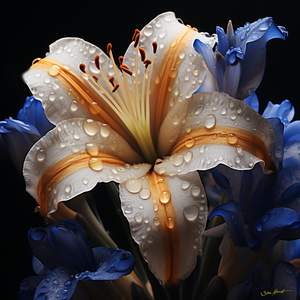 Fantasy Flower With Dewdrops