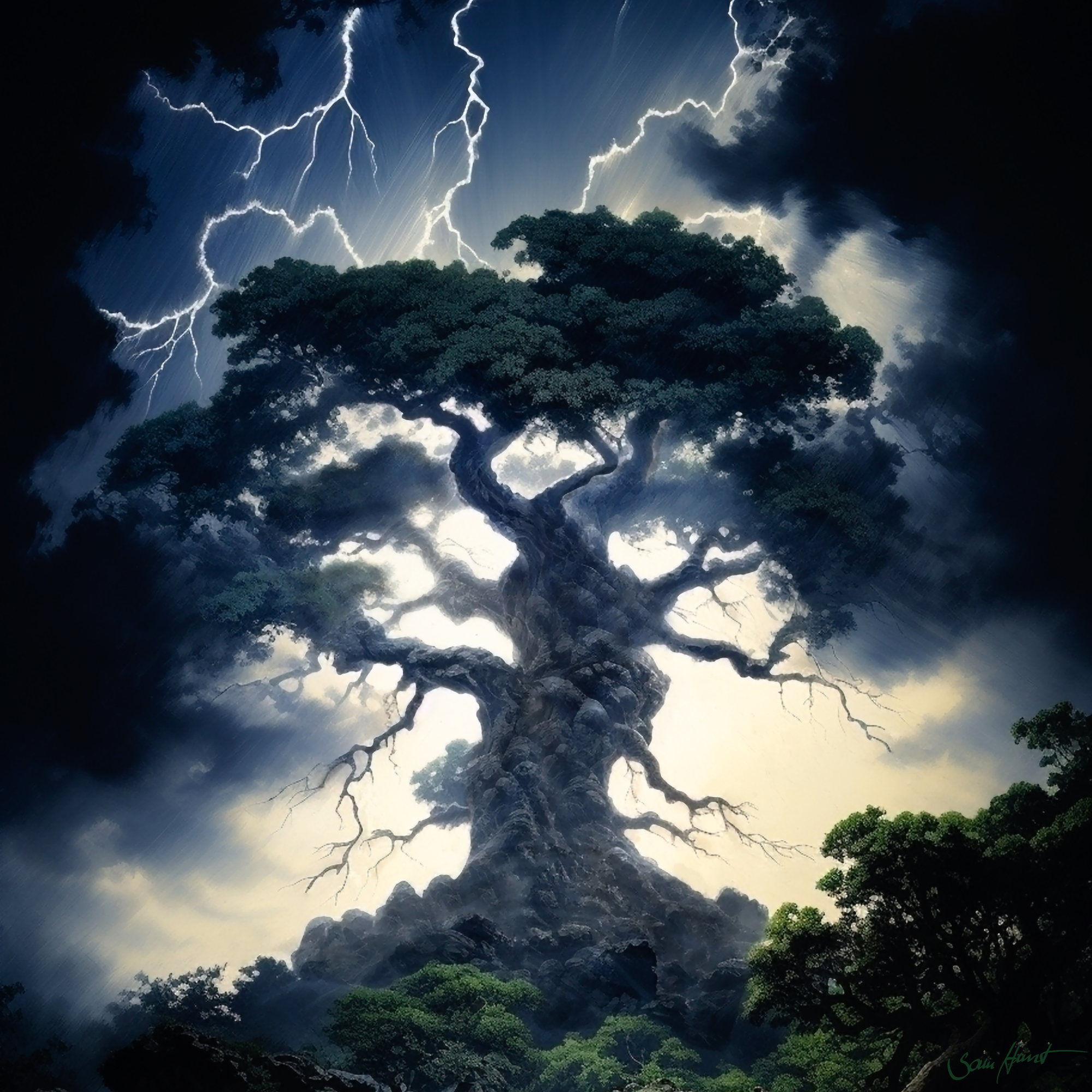 Tree In Lightning Storm