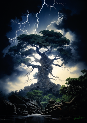 Tree In Lightning Storm