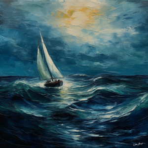 Sailboat on a stormy sea